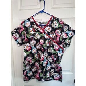 Women's Christmas Scrub Top Size Medium